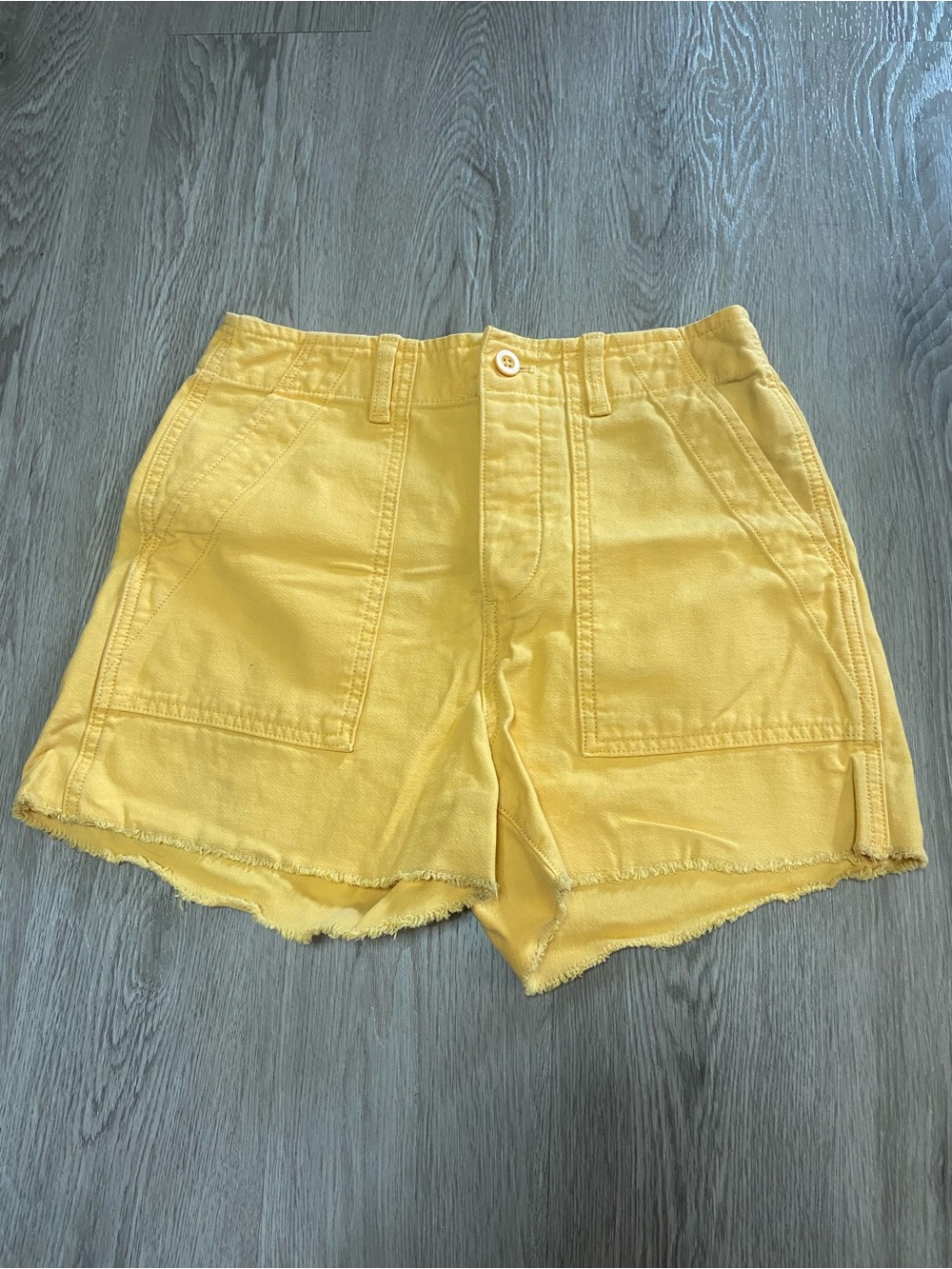 GAP Sunny Yellow Frayed-Hem Jean Shorts